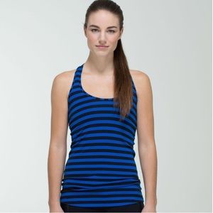 Women’s Lululemon Cool Racerback Apex Stripe Baroque Blue Size 2